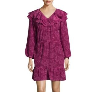 *Store Closing Sale* Tucker Ruffle Mini Dress Magenta Tonal Diamond